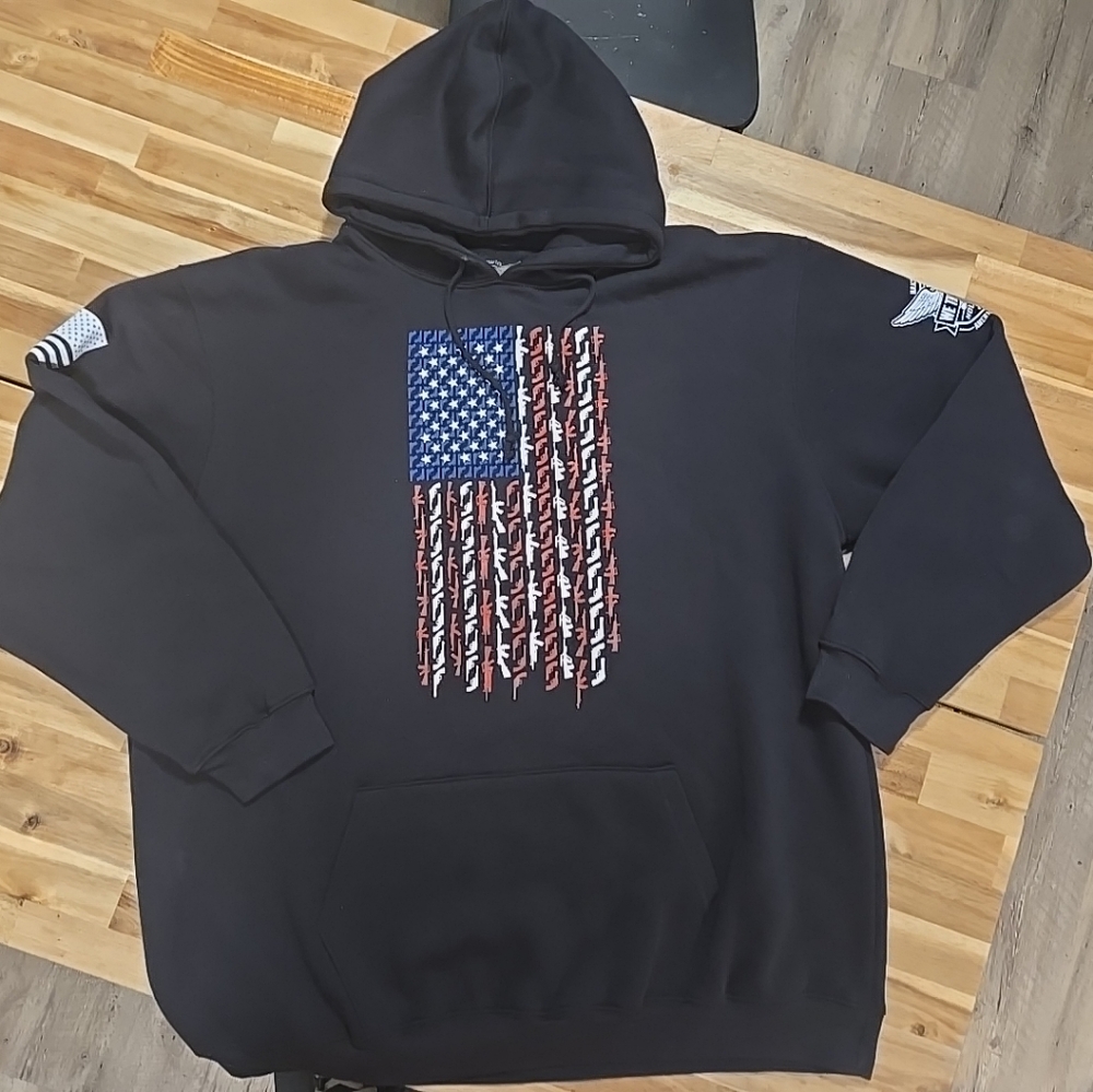 WE TH PEOPLE HOLSTERS Black Hoodie with American Flag Design
